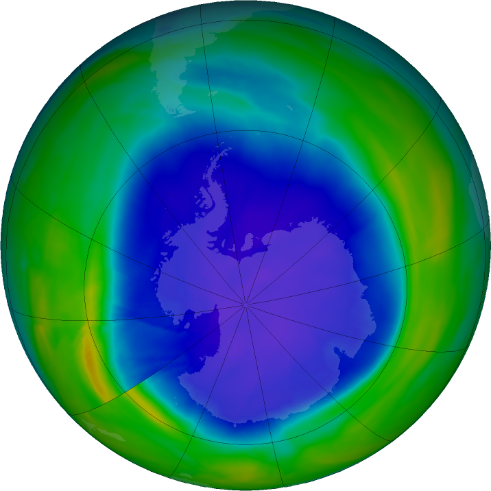 Antarctic ozone map for 16 September 2022